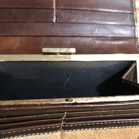*Rare* Anne Klein Hair Calf Leather Antiqued Frame Push Latch Wallet - Picture 10 of 15